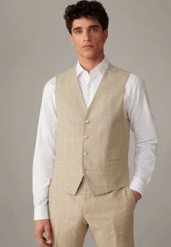 Strellson GYL - Anzugweste - Hellbeige Kariert